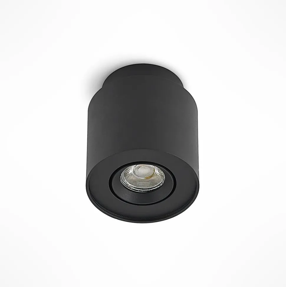 Arcchio plafondlamp Walisa, Ø 10 cm, zwart, metaal, GU10