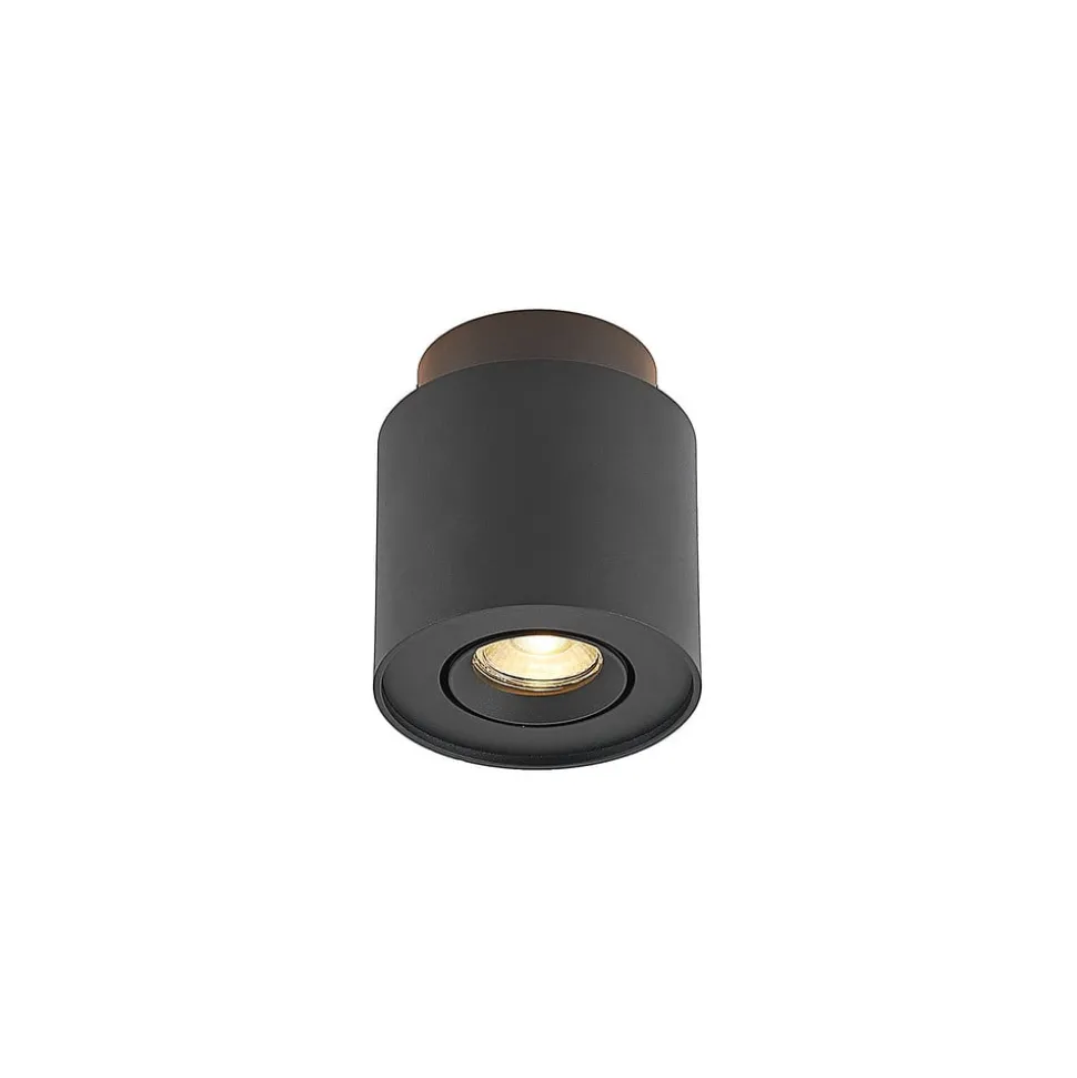 Arcchio plafondlamp Walisa, Ø 10 cm, zwart, metaal, GU10