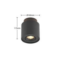 Arcchio plafondlamp Walisa, Ø 10 cm, zwart, metaal, GU10