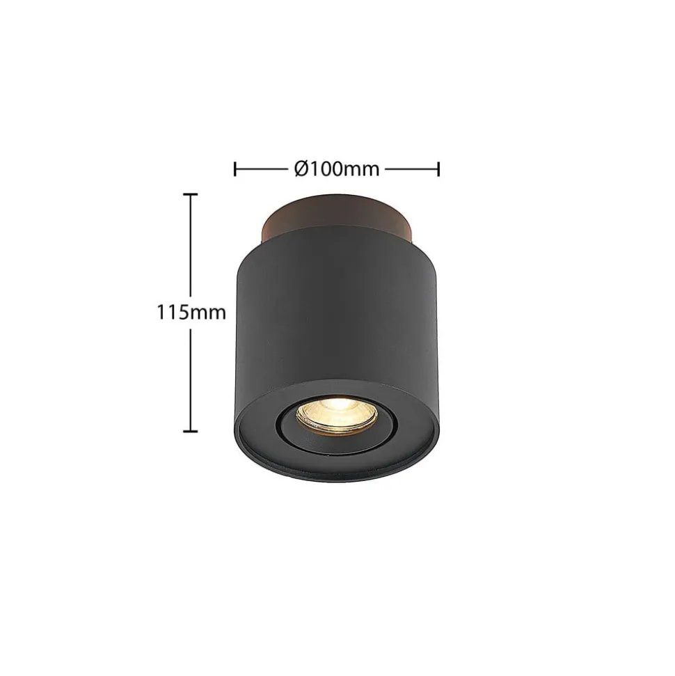 Arcchio plafondlamp Walisa, Ø 10 cm, zwart, metaal, GU10