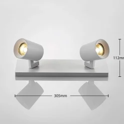 Arcchio plafondspot Iavo, 30 cm, wit, 2-lamps, metaal