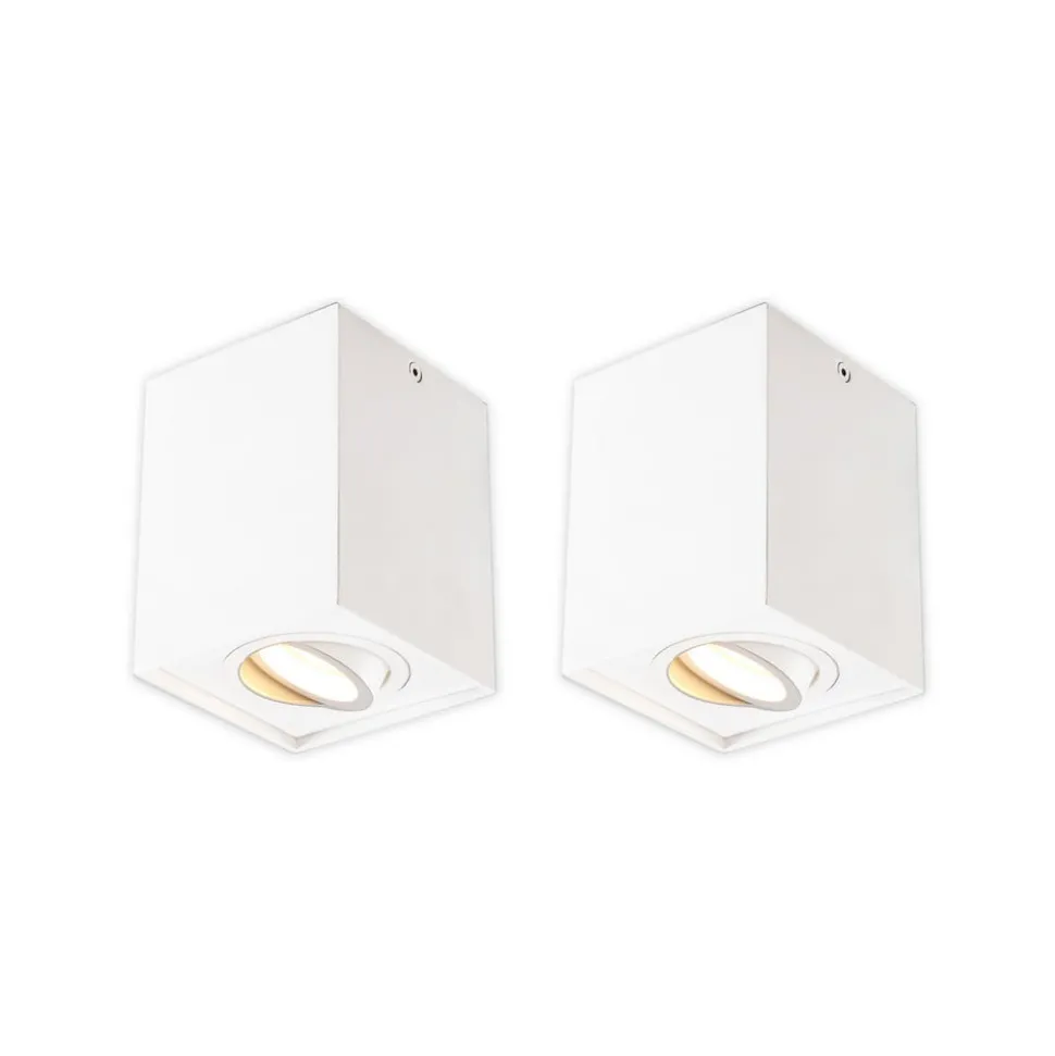 Arcchio plafondspot Jolina, hoekig, wit, set van 2, aluminium