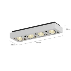 Arcchio plafondspot Ronka, 65 cm, 4-lamps, wit, GU10