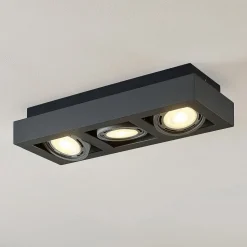 Arcchio plafondspot Ronka, 50 cm, 3-lamps, grijs, GU10