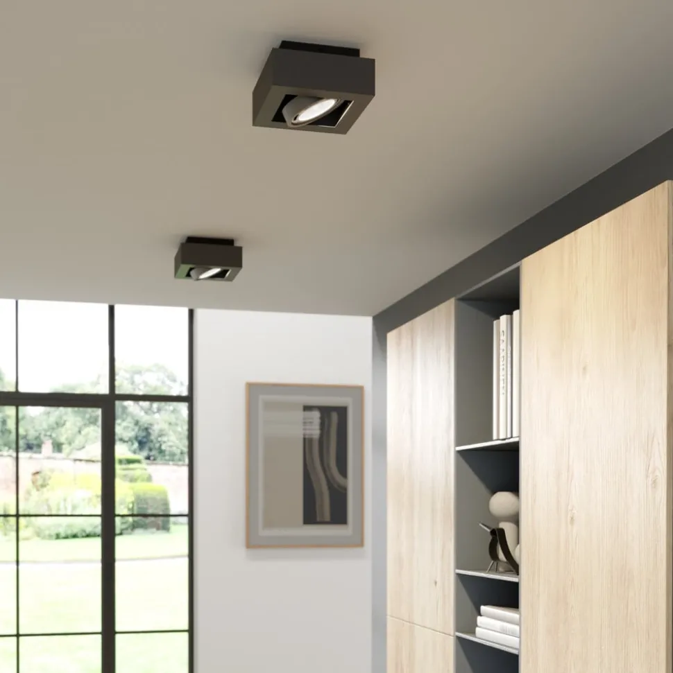 Arcchio plafondspot Ronka, grijs, 19 cm x 19 cm, GU10