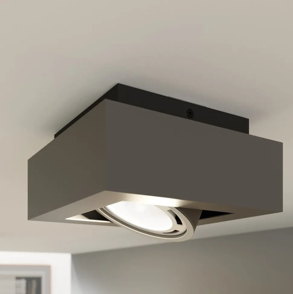 Arcchio plafondspot Ronka, grijs, 19 cm x 19 cm, GU10