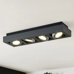 Arcchio plafondspot Ronka, 65 cm, 4-lamps, grijs, GU10