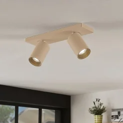 Arcchio spot Brinja, bruin, hoekig, Ø 6 cm, 2-lamps, GU10