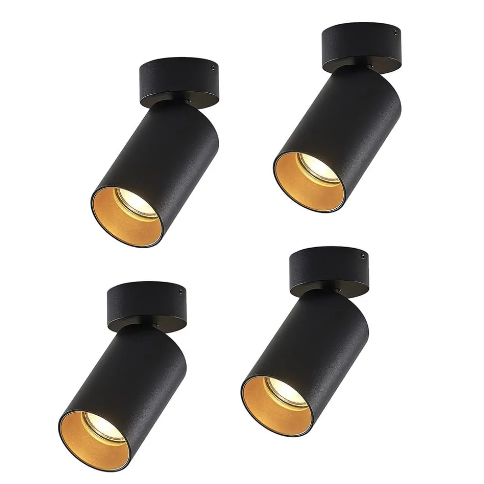 Arcchio spot Brinja, set van 4, zwart, rond, Ø 6cm, GU10