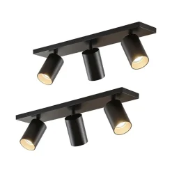 Arcchio spot Brinja, set van 2, zwart, hoekig, 3-lamps