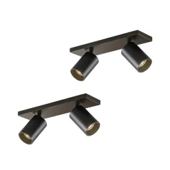 Arcchio spot Brinja, set van 2, zwart, hoekig, 2-lamps