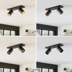 Arcchio spot Brinja, set van 2, zwart, hoekig, 2-lamps