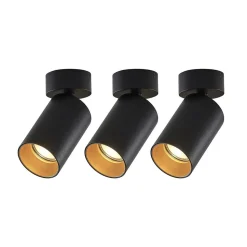 Arcchio spot Brinja, set van 3, zwart, rond, Ø 6cm, GU10