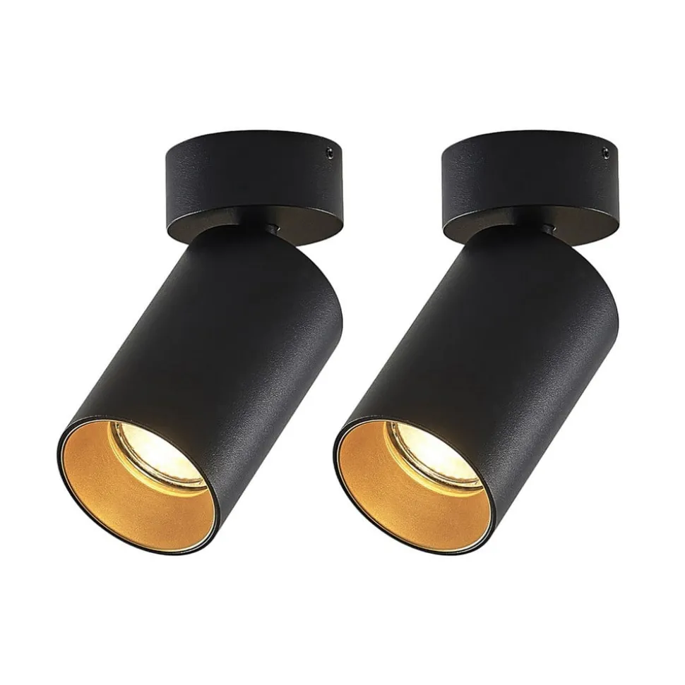 Arcchio spot Brinja, set van 2, zwart, rond, Ø 6cm, GU10