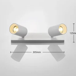 Arcchio spot Brinja, wit, hoekig, Ø 6 cm, 2-lamps, GU10