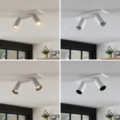 Arcchio spot Brinja, wit, hoekig, Ø 6 cm, 2-lamps, GU10