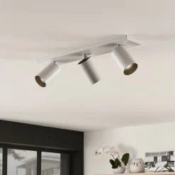 Arcchio spot Brinja, wit, hoekig, Ø 6 cm, 3-lamps, GU10