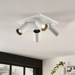 Arcchio spot Brinja, wit, hoekig, Ø 6 cm, 4-lamps, GU10