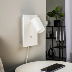 Arcchio spot Brinja, wit, metaal, USB-C, schakelaar, GU10