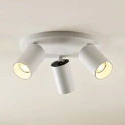 Arcchio spot Brinja, wit, rond, Ø 6 cm, 3-lamps, GU10