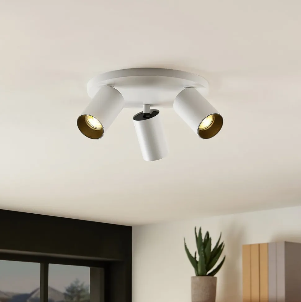 Arcchio spot Brinja, wit, rond, Ø 6 cm, 3-lamps, GU10