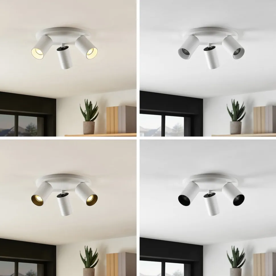 Arcchio spot Brinja, wit, rond, Ø 6 cm, 3-lamps, GU10