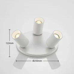 Arcchio spot Brinja, wit, rond, Ø 6 cm, 3-lamps, GU10