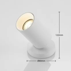 Arcchio spot Brinja, wit, rond, 12 cm hoog, Ø 6 cm