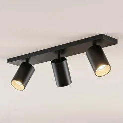 Arcchio spot Brinja, zwart, hoekig, Ø 6 cm, 3-lamps, GU10