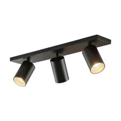 Arcchio spot Brinja, zwart, hoekig, Ø 6 cm, 3-lamps, GU10