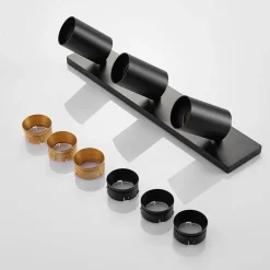 Arcchio spot Brinja, zwart, hoekig, Ø 6 cm, 3-lamps, GU10