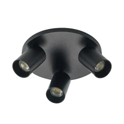 Arcchio spot Brinja, zwart, rond, Ø 6 cm, 3-lamps, GU10