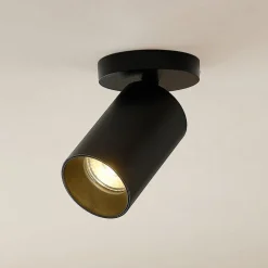 Arcchio spot Brinja, zwart, rond, 12 cm hoog, Ø 6 cm