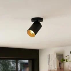 Arcchio spot Brinja, zwart, rond, 12 cm hoog, Ø 6 cm