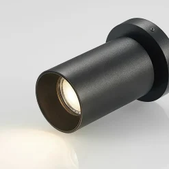 Arcchio spot Brinja, zwart, rond, 12 cm hoog, Ø 6 cm