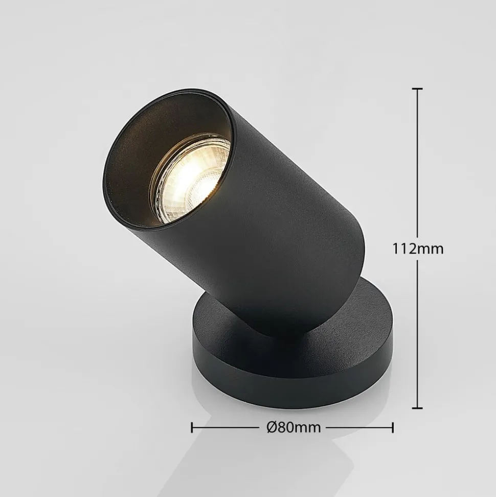 Arcchio spot Brinja, zwart, rond, 12 cm hoog, Ø 6 cm