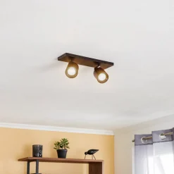 Arcchio spot Brinja, zwart, hoekig, Ø 7 cm, 2-lamps, GU10