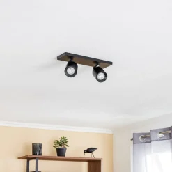 Arcchio spot Brinja, zwart, hoekig, Ø 7 cm, 2-lamps, GU10