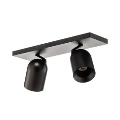 Arcchio spot Brinja, zwart, hoekig, Ø 7 cm, 2-lamps, GU10