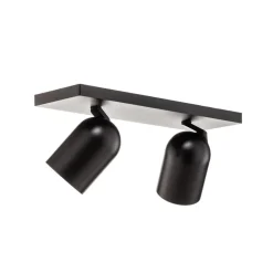 Arcchio spot Brinja, zwart, hoekig, Ø 7 cm, 2-lamps, GU10