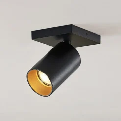 Arcchio spot Brinja, zwart, hoekig, Ø 6 cm, 1-lamp, GU10