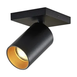 Arcchio spot Brinja, zwart, hoekig, Ø 6 cm, 1-lamp, GU10