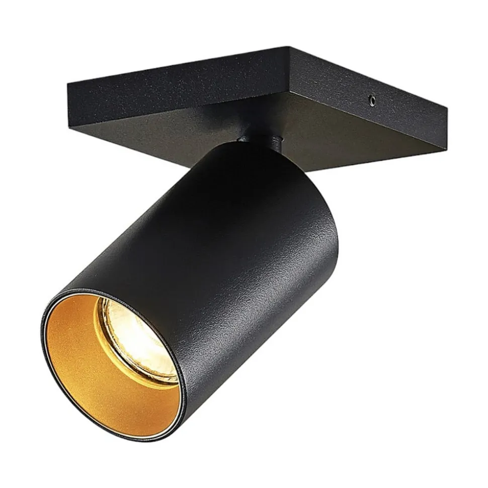 Arcchio spot Brinja, zwart, hoekig, Ø 6 cm, 1-lamp, GU10