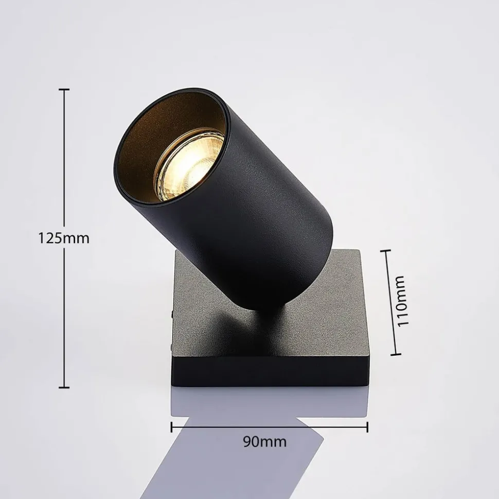Arcchio spot Brinja, zwart, hoekig, Ø 6 cm, 1-lamp, GU10