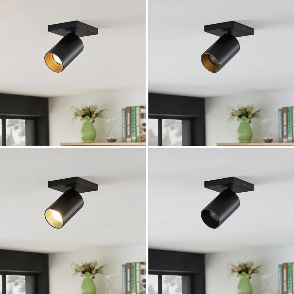 Arcchio spot Brinja, zwart, hoekig, Ø 6 cm, 1-lamp, GU10