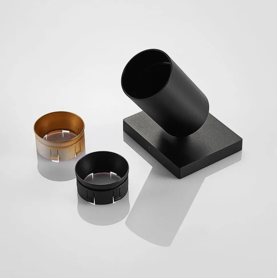 Arcchio spot Brinja, zwart, hoekig, Ø 6 cm, 1-lamp, GU10