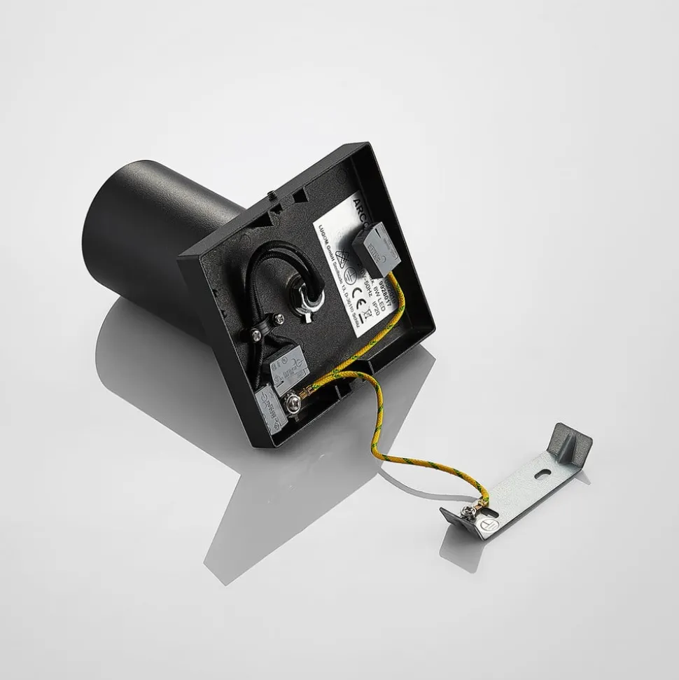 Arcchio spot Brinja, zwart, hoekig, Ø 6 cm, 1-lamp, GU10