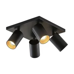 Arcchio spot Brinja, zwart, hoekig, Ø 6 cm, 4-lamps, GU10