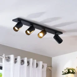 Arcchio spot Brinja, zwart, 65 cm lang, Ø 7 cm, 4-lamps.