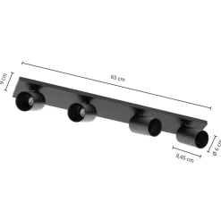 Arcchio spot Brinja, zwart, 65 cm lang, Ø 7 cm, 4-lamps.